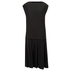 Y's Black Ruffle Skirt Midi Dress Size XS