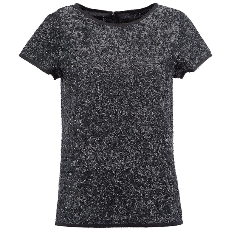 Zadig & Voltaire Deluxe Anthracite Sequinned Top Size S For Sale