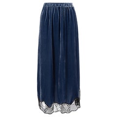 Blue Velvet Midi Straight Skirt Size L