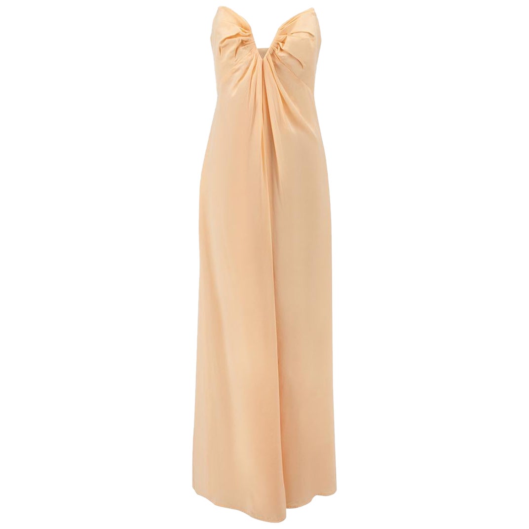 Pink Silk Ruched Maxi Dress Size L