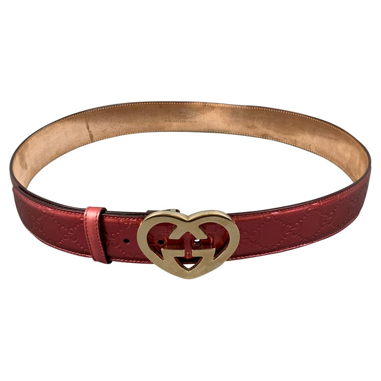 Gucci Heart Shaped Interlocking G Buckle Belt GG Supreme 1.5 Width Brown in  Canvas with Light Gold-tone - US