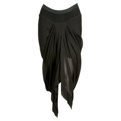 2007 RICK OWENS wishbone black draped silk RUNWAY skirt