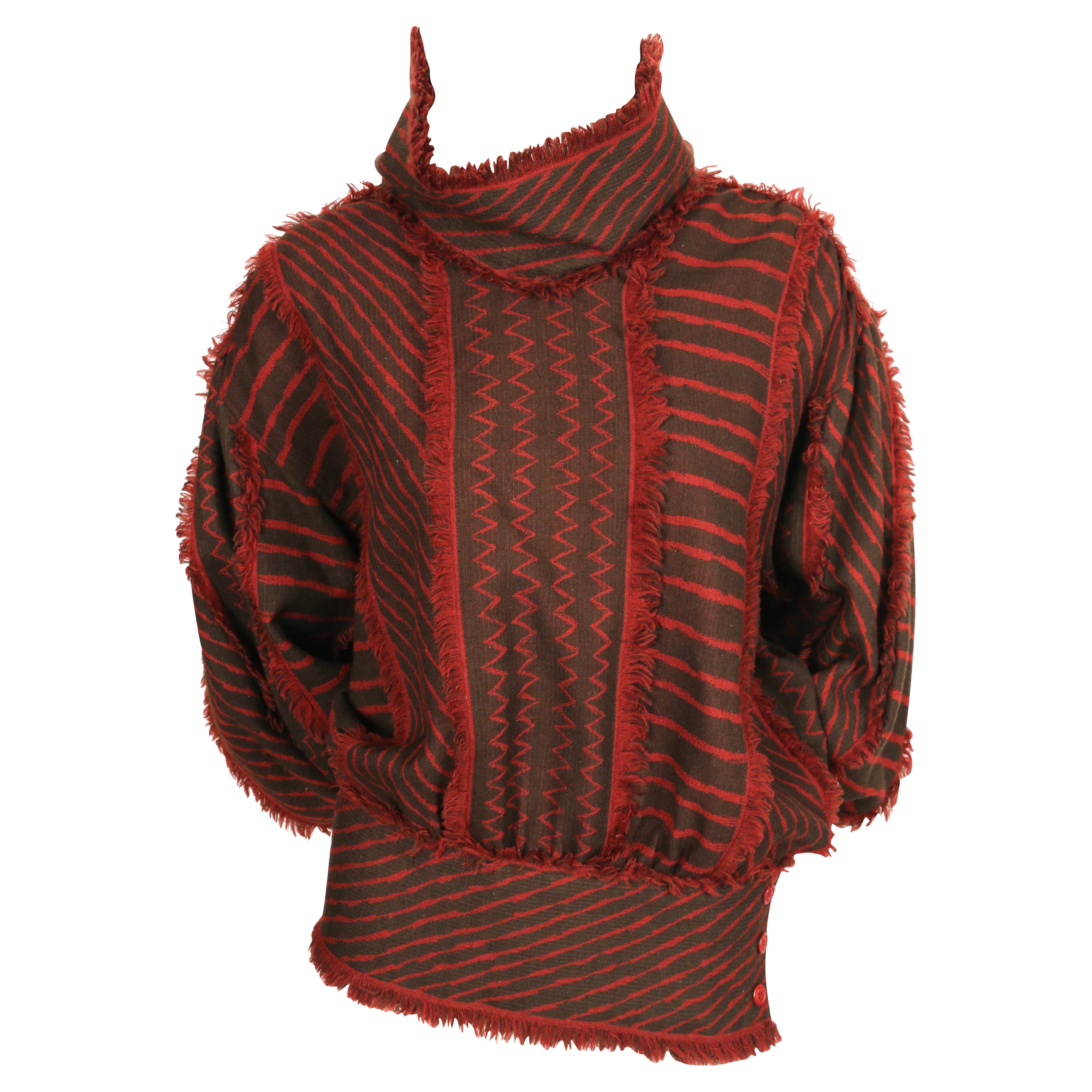 1982 ISSEY MIYAKE African Samurai style tunic in woven mudcloth For Sale