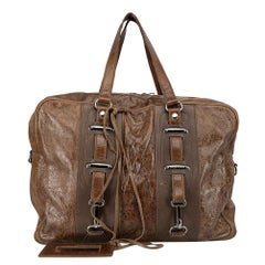 Balenciaga Brown Leder Perforiert Akzent Haken Tasche