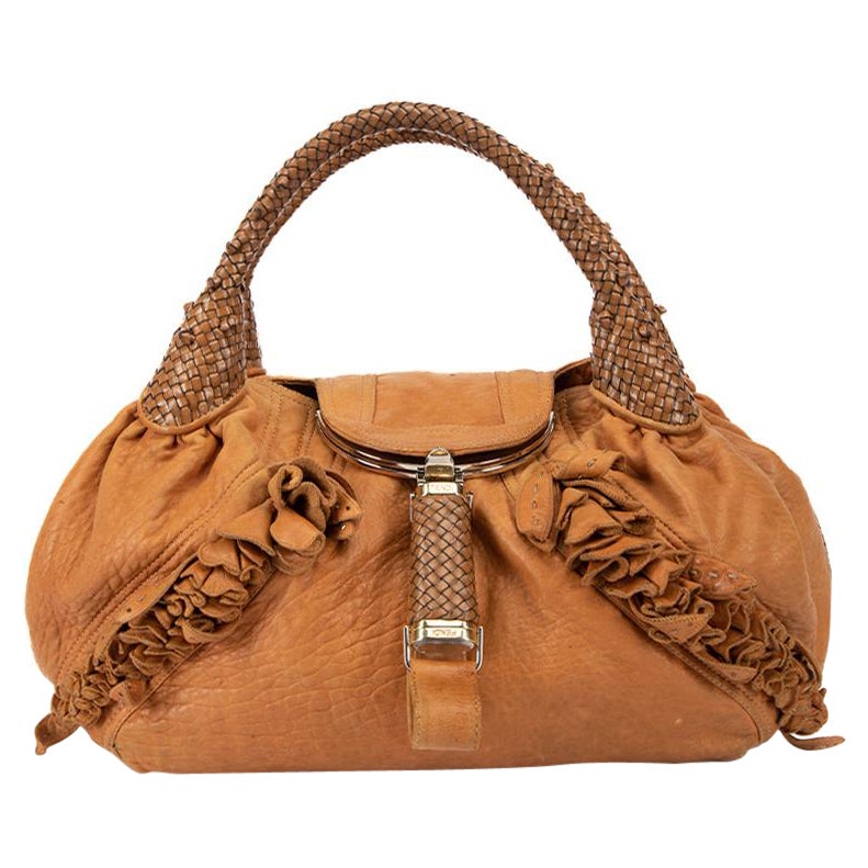 Fendi Tan Textured Leather Spy Bag For Sale