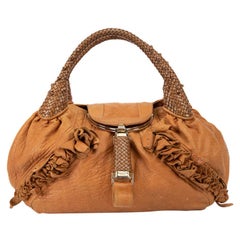 Used Fendi Tan Textured Leather Spy Bag