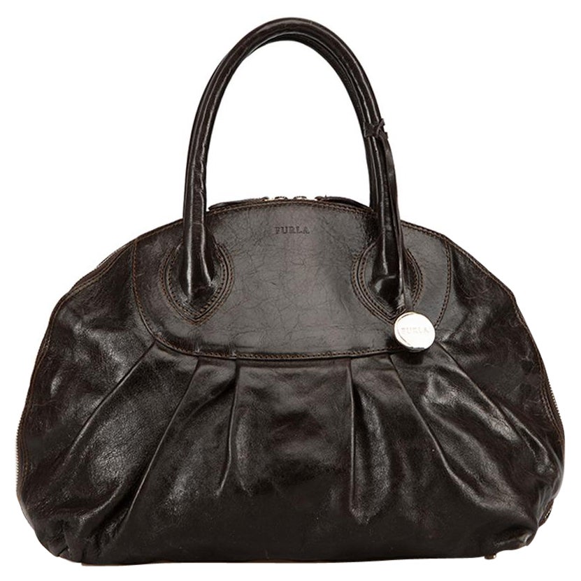 Furla Brown Leather Bowler Handbag