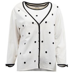 Escada Weißer Polkadot Cardigan & Top Set Größe L