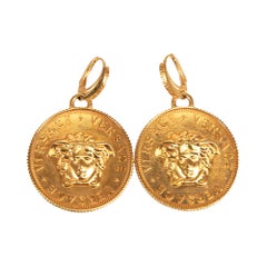 Versace Women's Gold Medusa Tribute Coin Drop Earrings