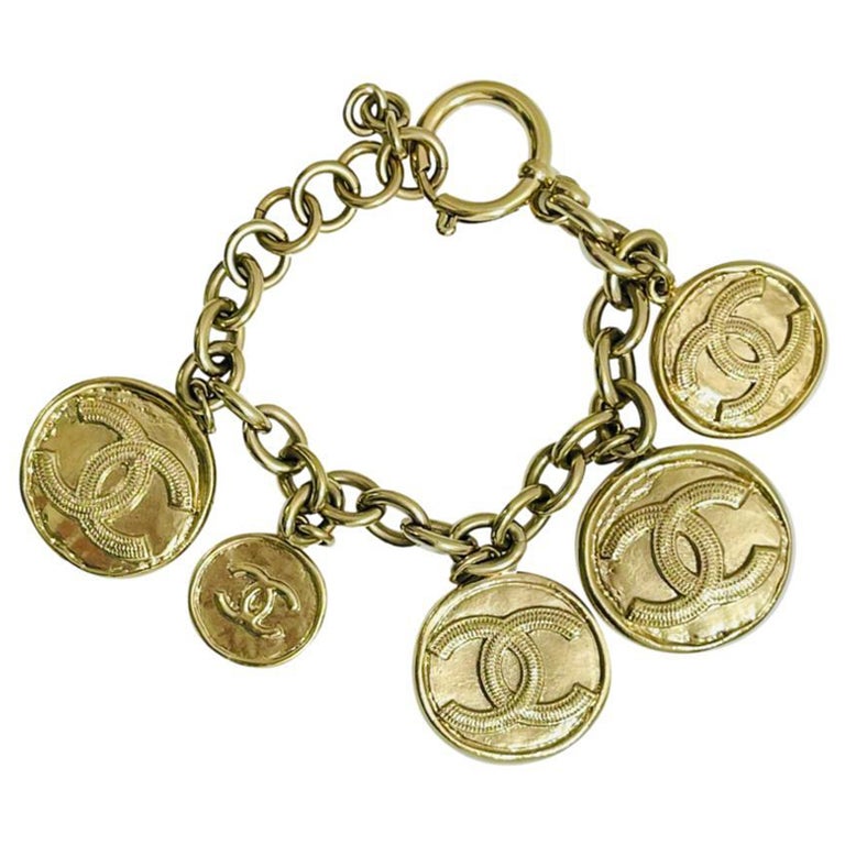 Chanel Vintage 'CC' Logo Coin Bracelet For Sale at 1stDibs