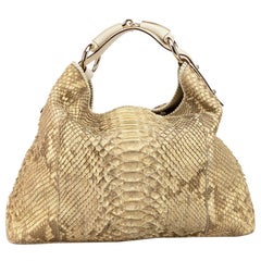 Gucci Used Gold Python Horsebit Hobo Bag