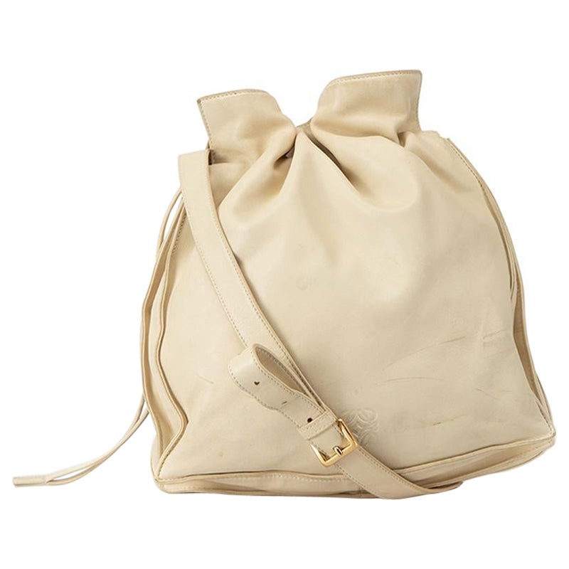 Loewe Vintage Ecru Leather Flamenco Shoulder Bag For Sale