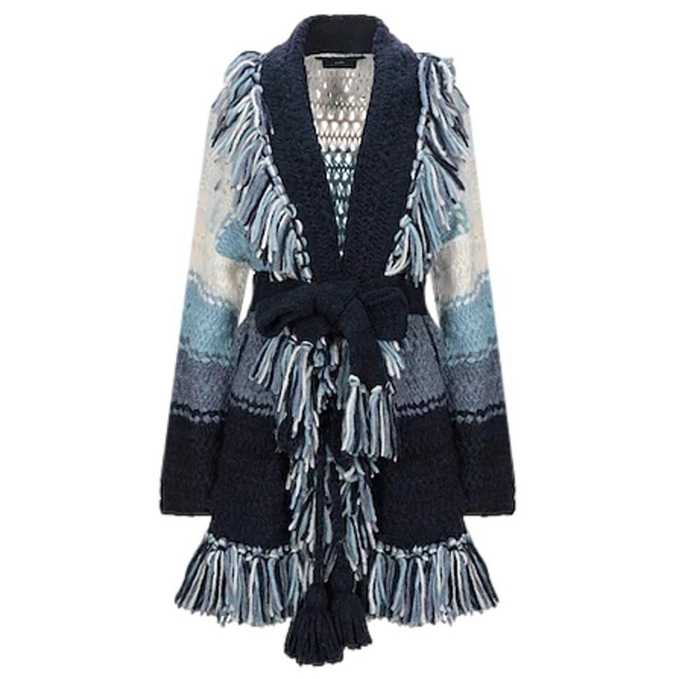 Alanui Alpaca Fringed Knitted Cardi Coat For Sale