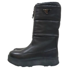Used Prada Low Wedge Leather Boots