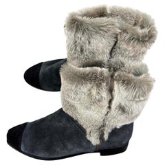 Chanel Suede CC Logo Fur boots