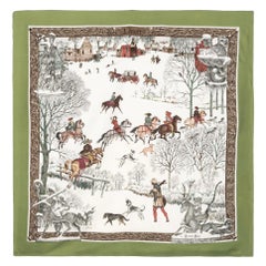 1995 Hermes L Hiver by Philippe Ledoux Silk Scarf