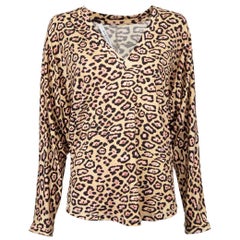 Givenchy Brown Leopard Print Long Sleeved Blouse Size M