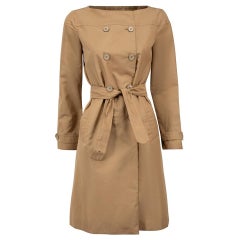 Prada Camel Square Neck Double Breasted Coat Size M