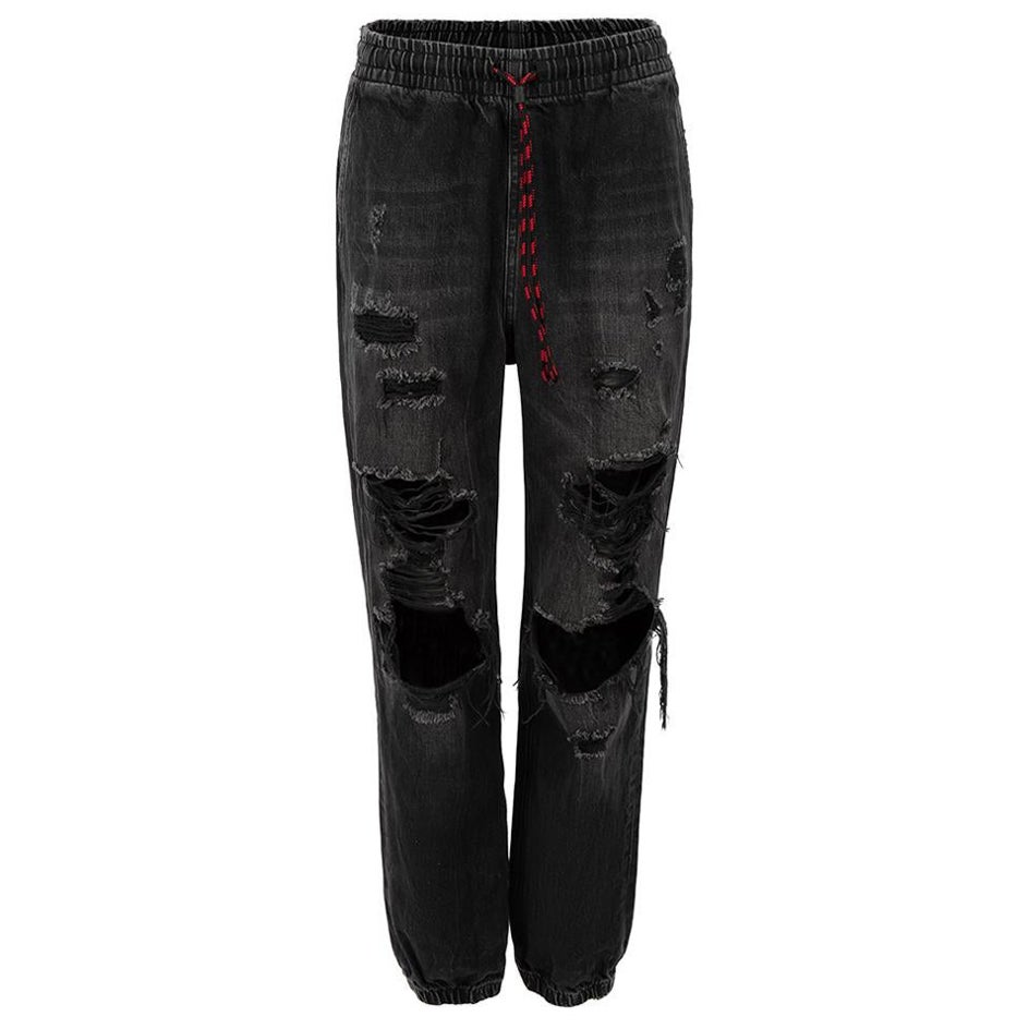 Alexander Wang Denim X Alexander Wang Black Elasticated Distressed Jeans Size XS For Sale