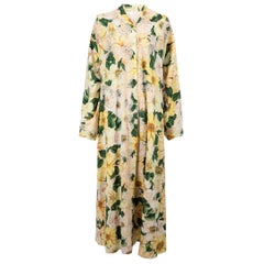 Dolce & Gabbana Yellow Silk Camellia Caftan Dress Size S