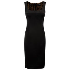 Dolce & Gabbana Black Satin Scoop Neck Midi Dress Size XS