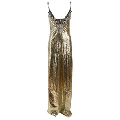 Dundas Gold Sequin Sleeveless Maxi Dress Size M