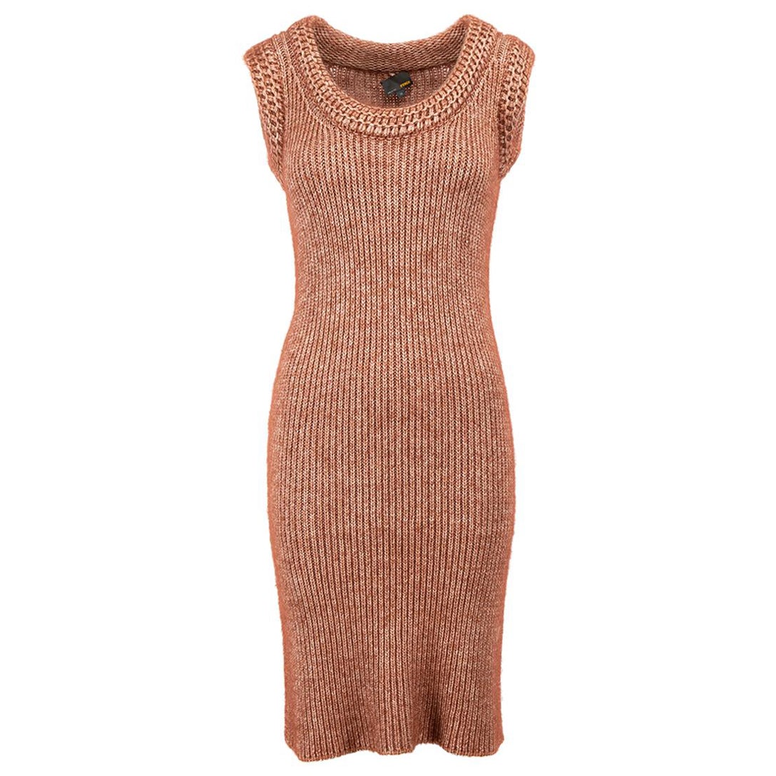 Fendi Brown Knit Sleeveless Dress Size XS