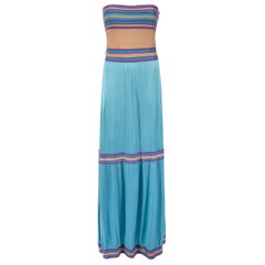 Missoni M Missoni Blue Striped Tube Maxi Dress Size S
