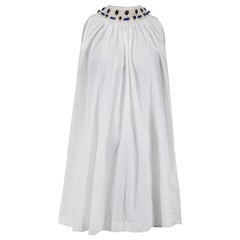 Prada White Embellished Neck Mini Dress Size S