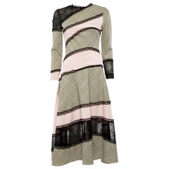 Ralph & Russo Chequered Wool Tiered Panel Dress Size S