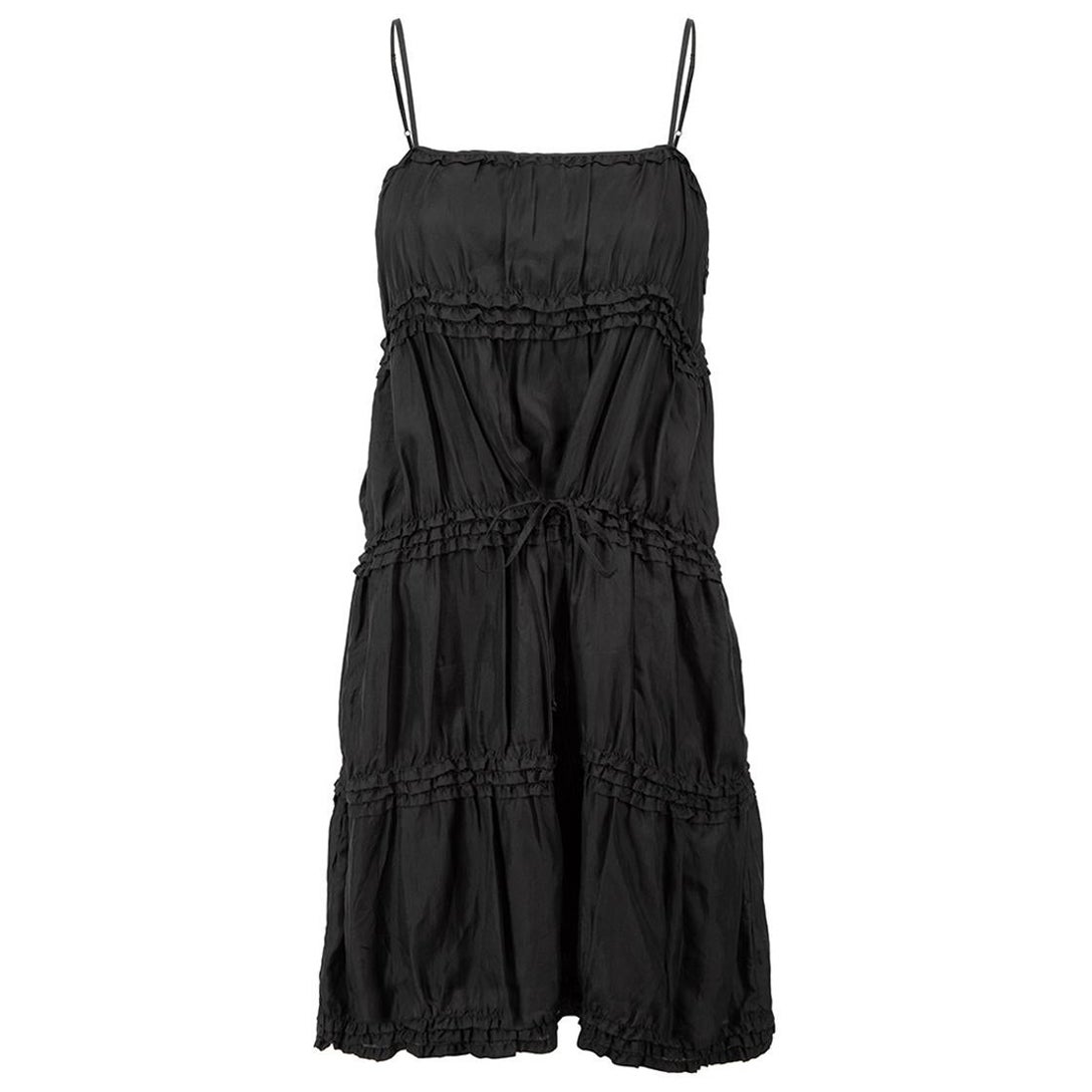 Theory Black Silk Sleeveless Mini Dress Size M For Sale