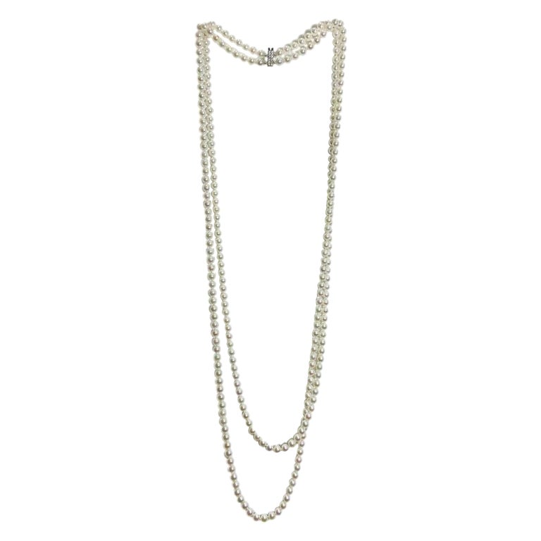 Chanel Fine Jewellery Real Pearl Necklace With 18k White Gold and Diamond  Clasp