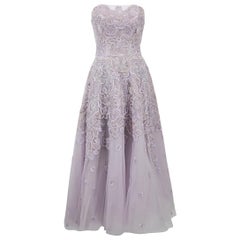 Used Zuhair Murad Lilac Embellished Bodice Midi Gown Size XS