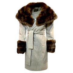 Dennis Basso Cashmere & Russian Sable Mink Fur Coat