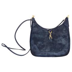 Hermes 15cm Micro Black Trim Suede Bag with Gold Hardware JaneFinds