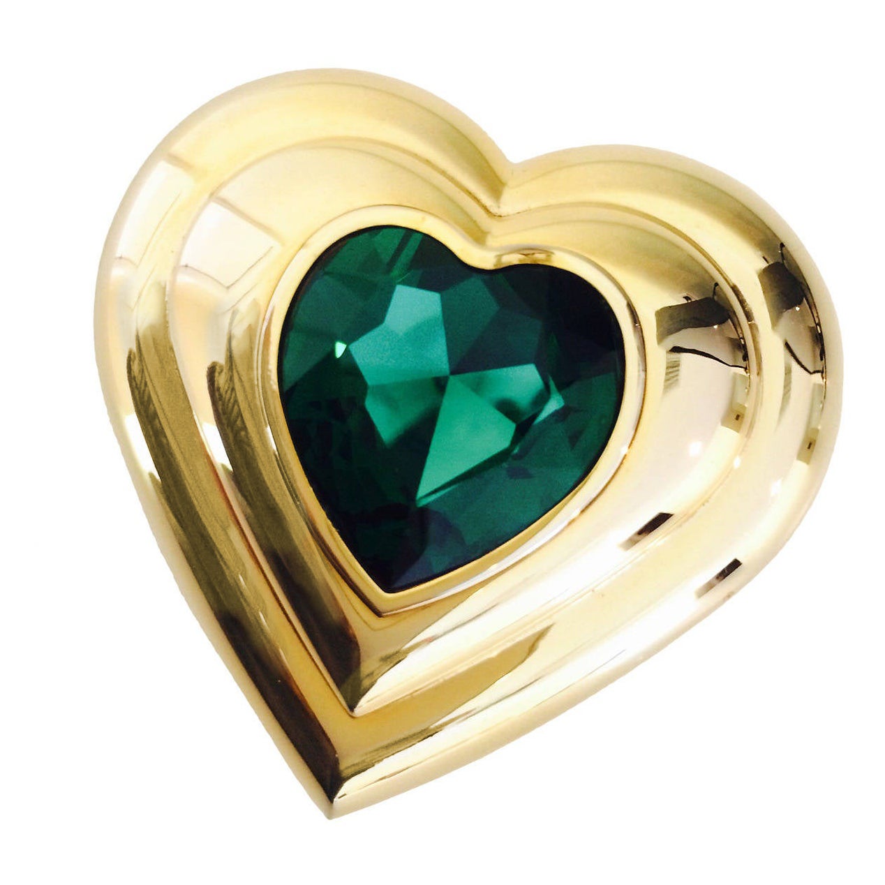 Yves Saint Laurent  schillernder Smaragdgrüner Kristall  Compact YSL Juwel Herzschmuck im Angebot