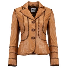 Moschino Moschino Cheap And Chic Vintage Brown Leather Fitted Blazer Size S