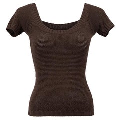 Dolce & Gabbana Brown Wide Neck Knitted Top Size S