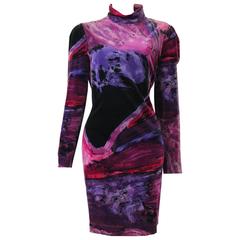 Rare Istante Velvet Colourful High Neck Dress Fall 1994