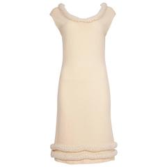 Retro 1960's Goldworm Cream Wool Puddle Dress 