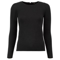 Maje Black Wool Knitted Long Sleeve Top Size S