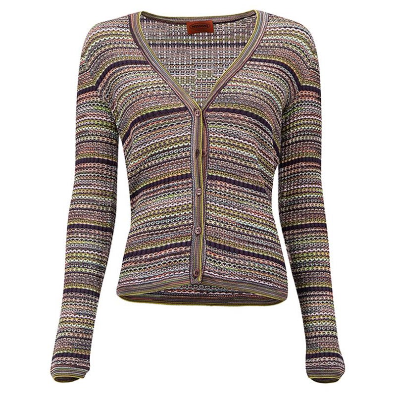 Missoni Striped Wool Knit Cardigan Size XXL For Sale