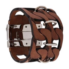 Gianfranco Ferré Vintage brown and silver-tone 2000s double chain bracelet