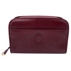Cartier Vintage Burgundy Leather Pochette Cosmetic Bag