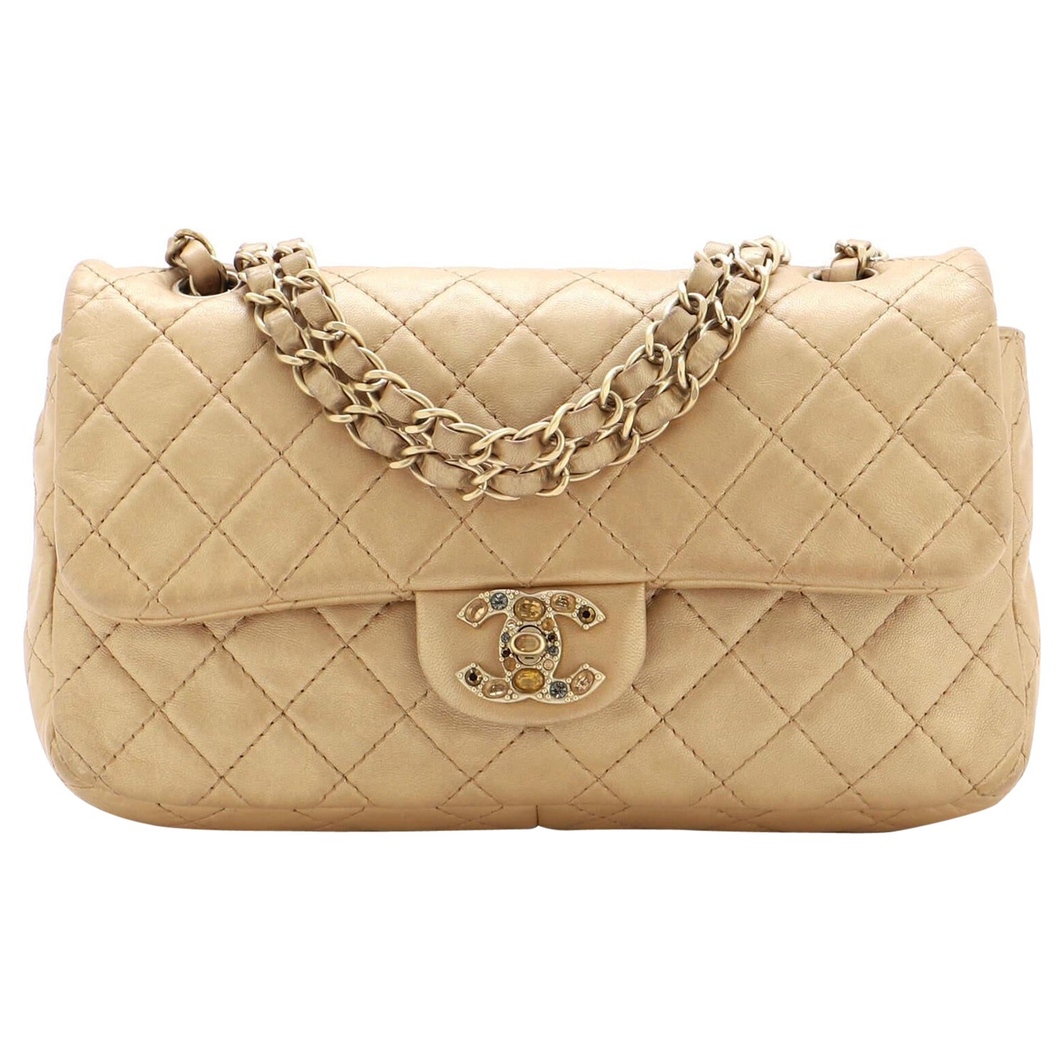 Chanel Precious Jewel Flap Bag Quilted Lambskin Medium For Sale