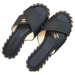 Chanel Logo Sandals - 53 For Sale on 1stDibs  chanel cc logo sandals, chanel  sandals cc logo