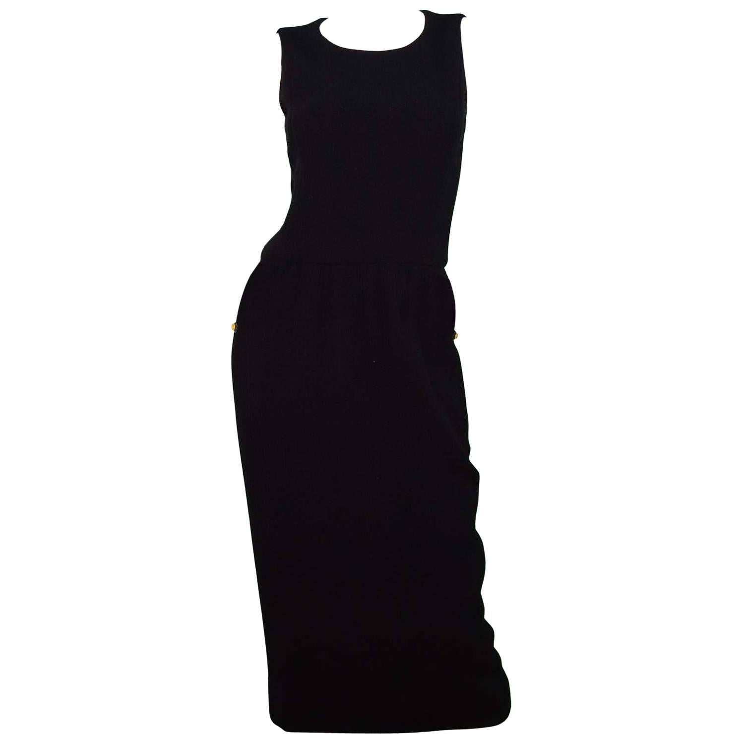 Chanel Black Sleeveless Long Dress sz 4