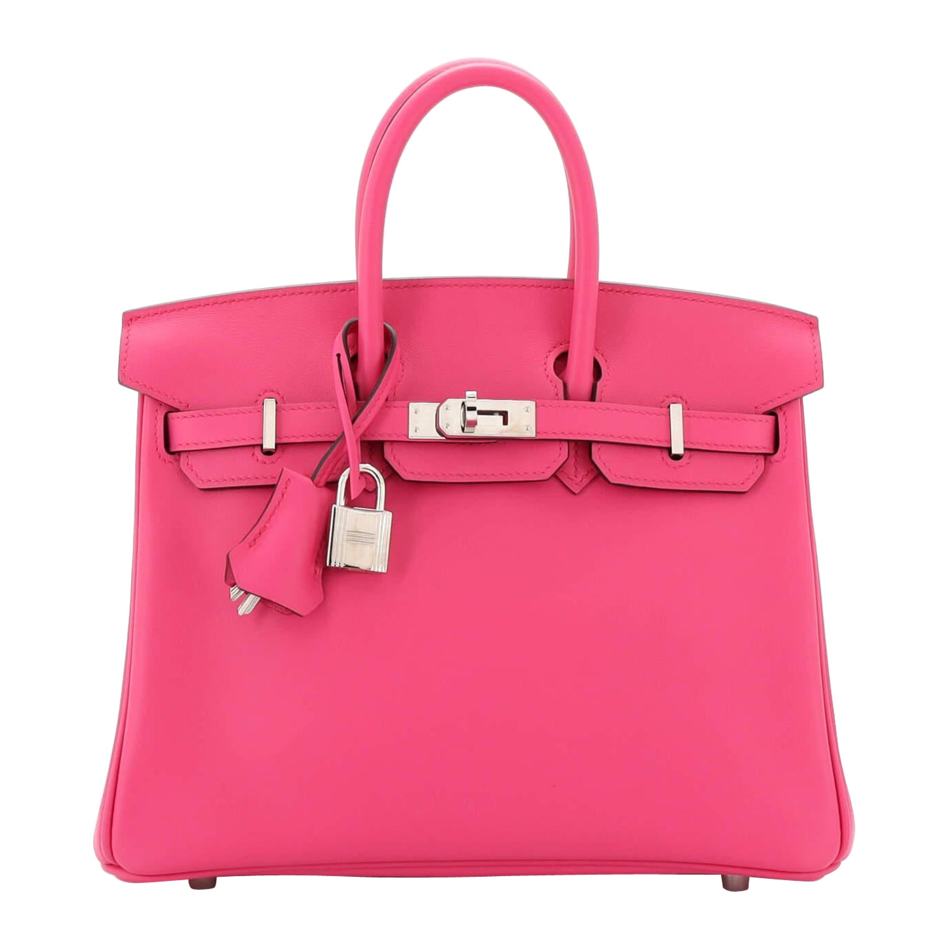 Hermes Birkin Handbag Rose Shocking Jonathan with Palladium Hardware 25 For Sale