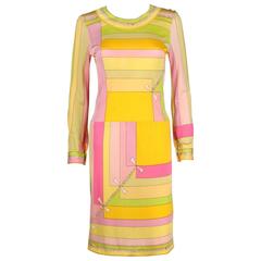 EMILIO PUCCI c.1960s Multicolor Geometric Signature Print Silk Jersey Dress 2