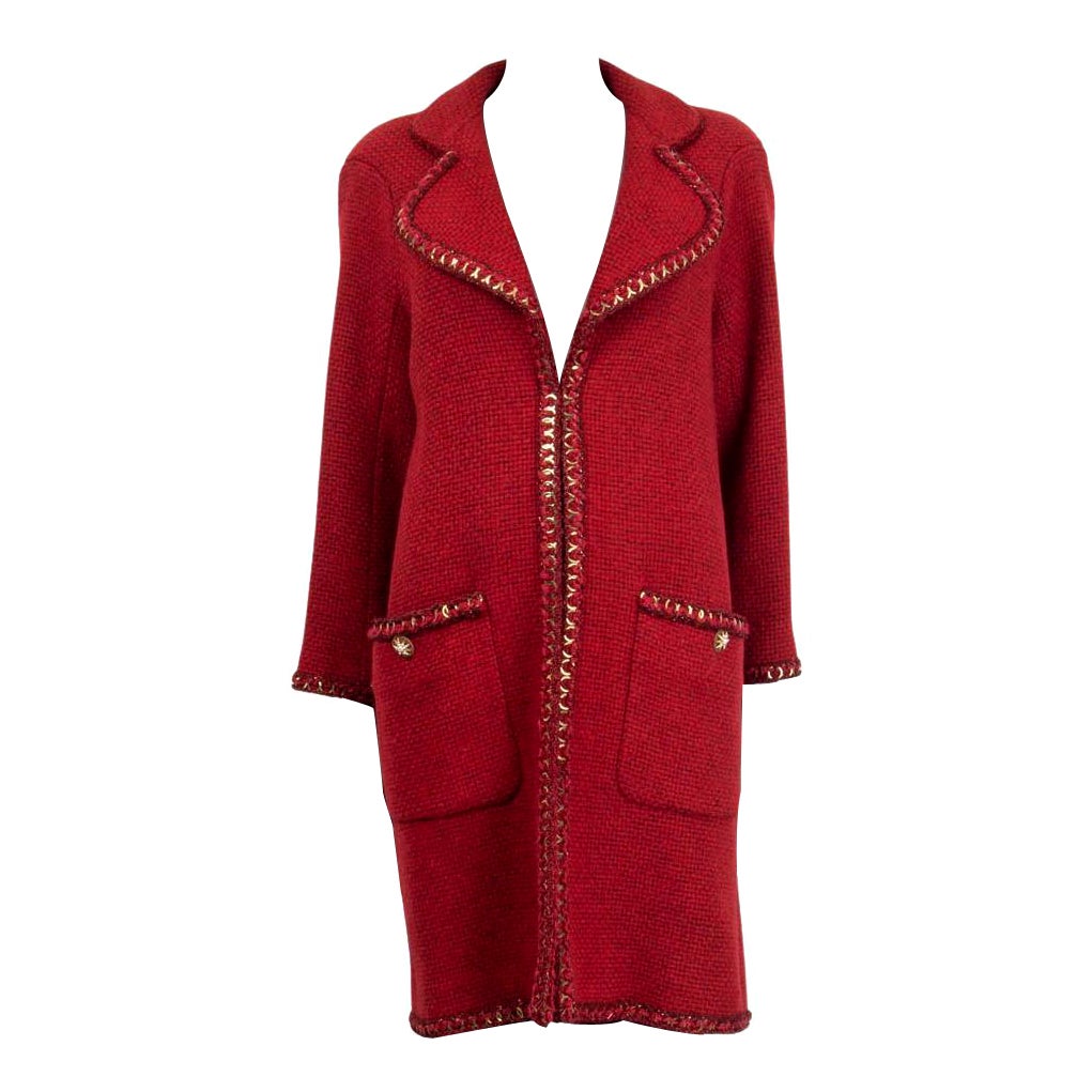 CHANEL red alpaca & wool 2015 SALZBURG CHAIN TRIM Coat Jacket 36 XS 15A